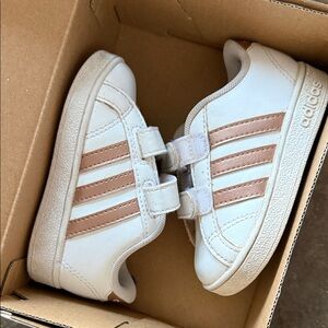 Adidas Kids White and Brown Sneakers